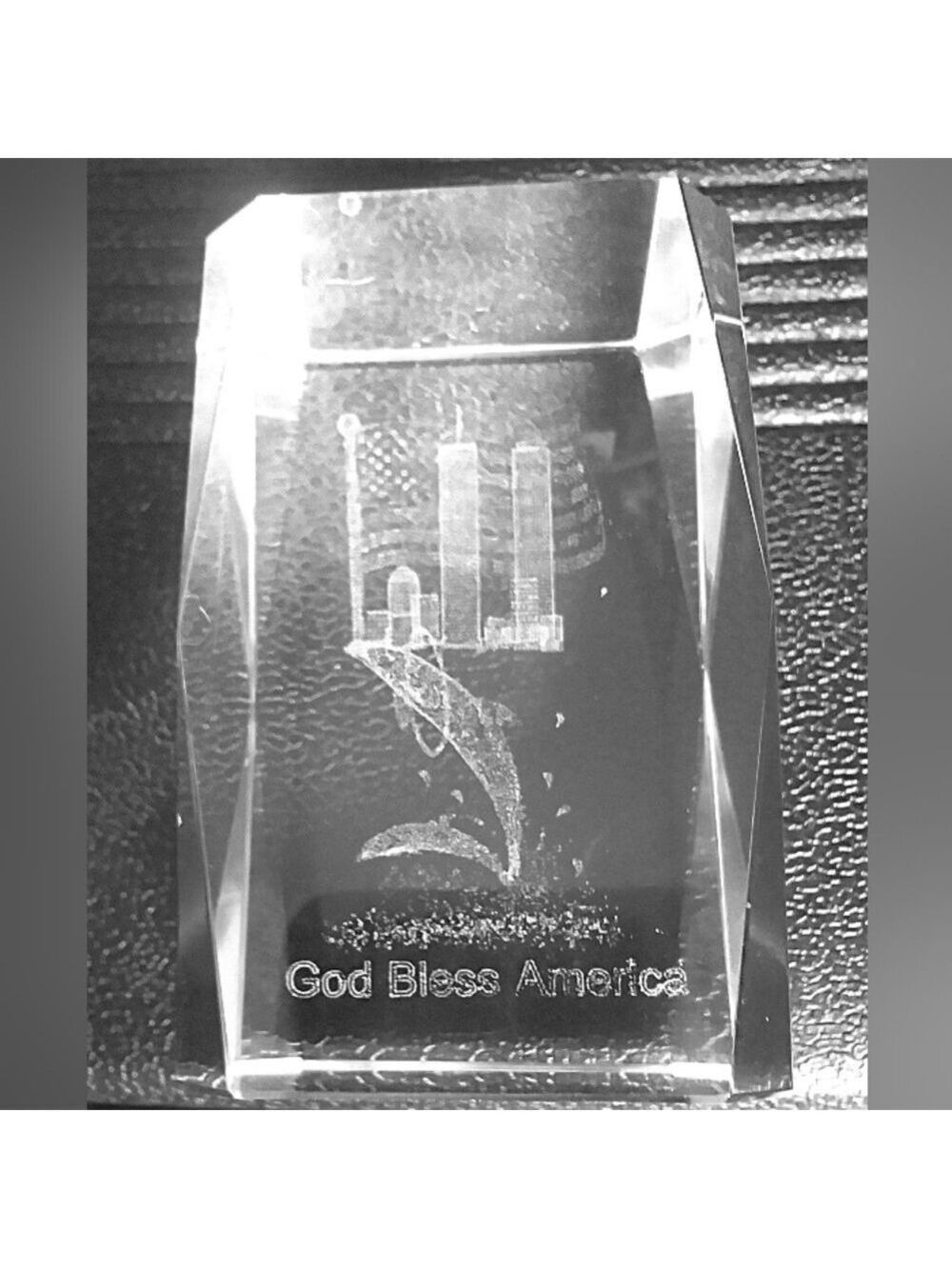 Crystal Cube 9/11 Eagle American Flag Whale Dolphin